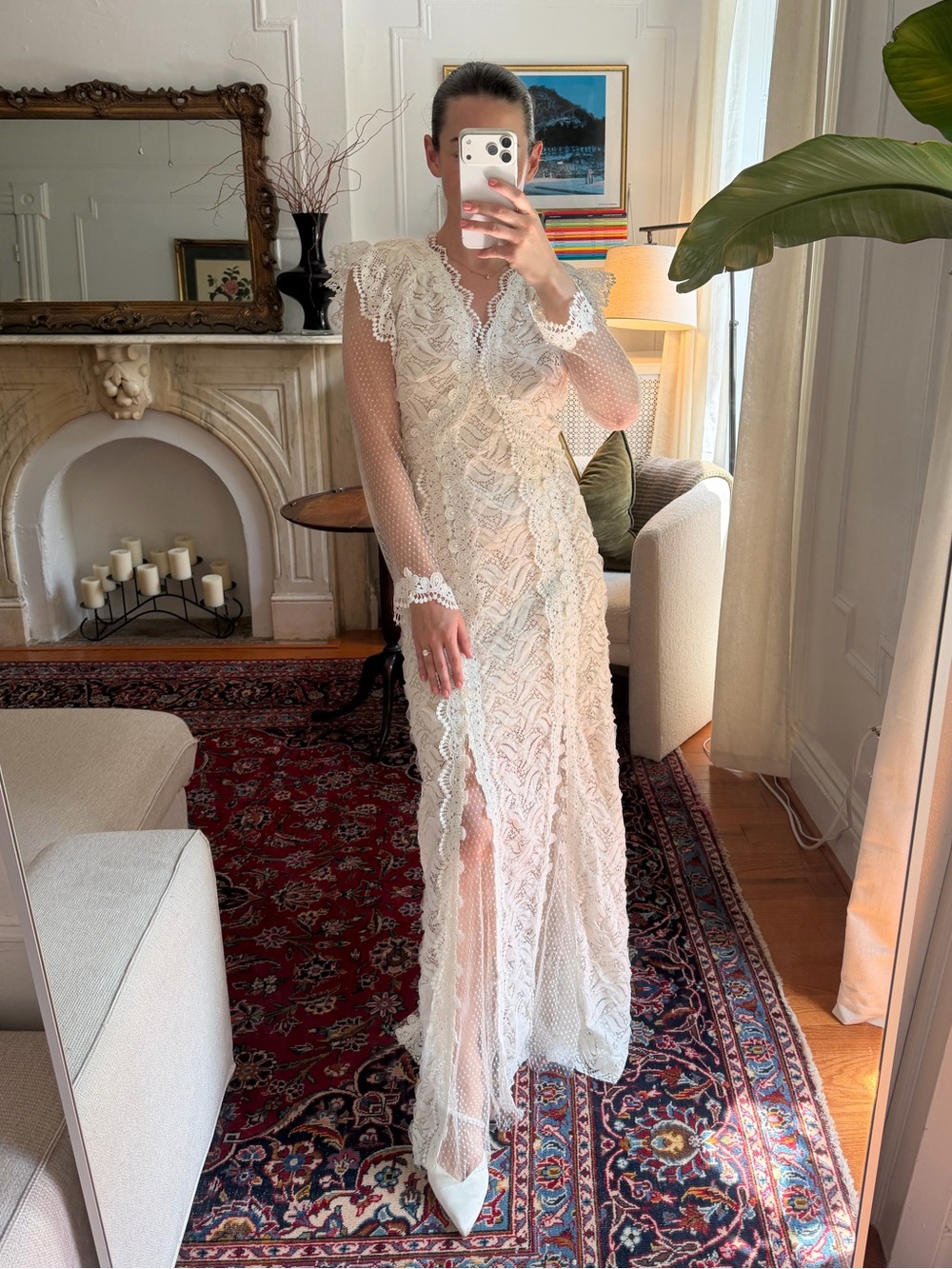 Elliatt White Lace Long Sleeve Dress